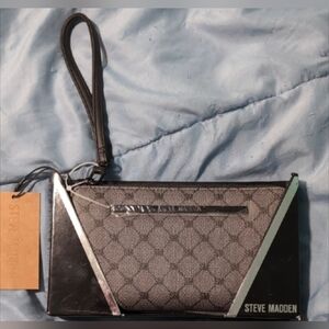 Steve Madden Black and Gray Women's Bag/Wristlet - Brand New